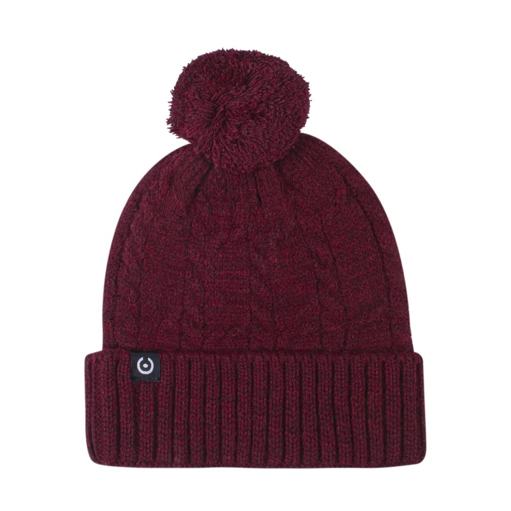 Cable knit pom-pom beanie